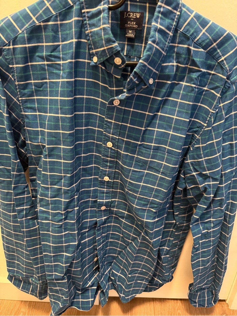 J. Crew Blue and White Plaid Button-Down Shirt